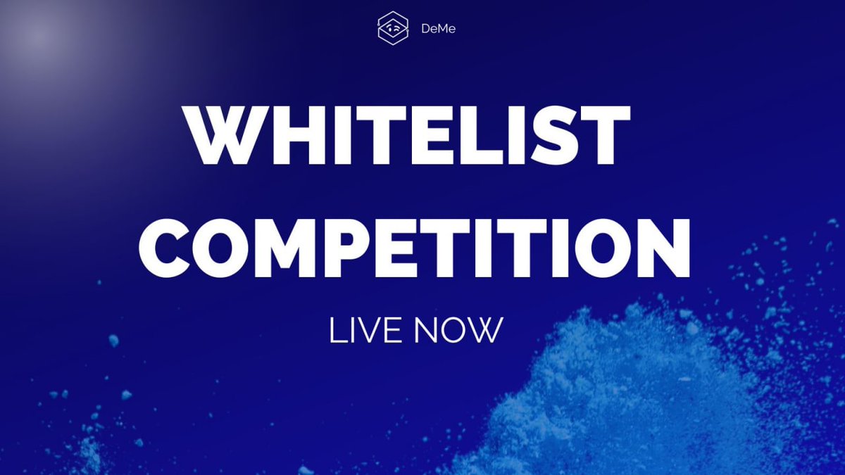 TheDemeNetwork's tweet image. Hey DeMe Fam, the wait is finally over 🚀🚀

🔖 We will be giving away whitelist spots to our community for supporting #DeMe 🎁🤗

💎 Register &amp;amp; get one of yours now: gleam.io/iT3JM/deme-whi…

⚠️ Registration closes on 22 June at 12 PM UTC ⏳

$DEME #DemeNetwork #WhitelistGiveaway