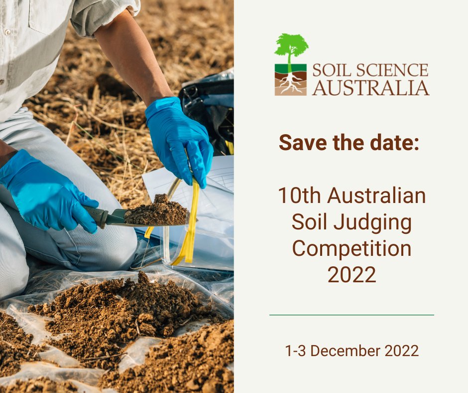 Save the date and come celebrate soils with us!

Soil Science Australia invites you to be part of the 2022 National Soil Judging Competition, 1-3 December in Ballarat (Victoria) and surrounds. #soilscience #soiljudging

Learn more: soilscienceaustralia.org.au/news/soil-judg…