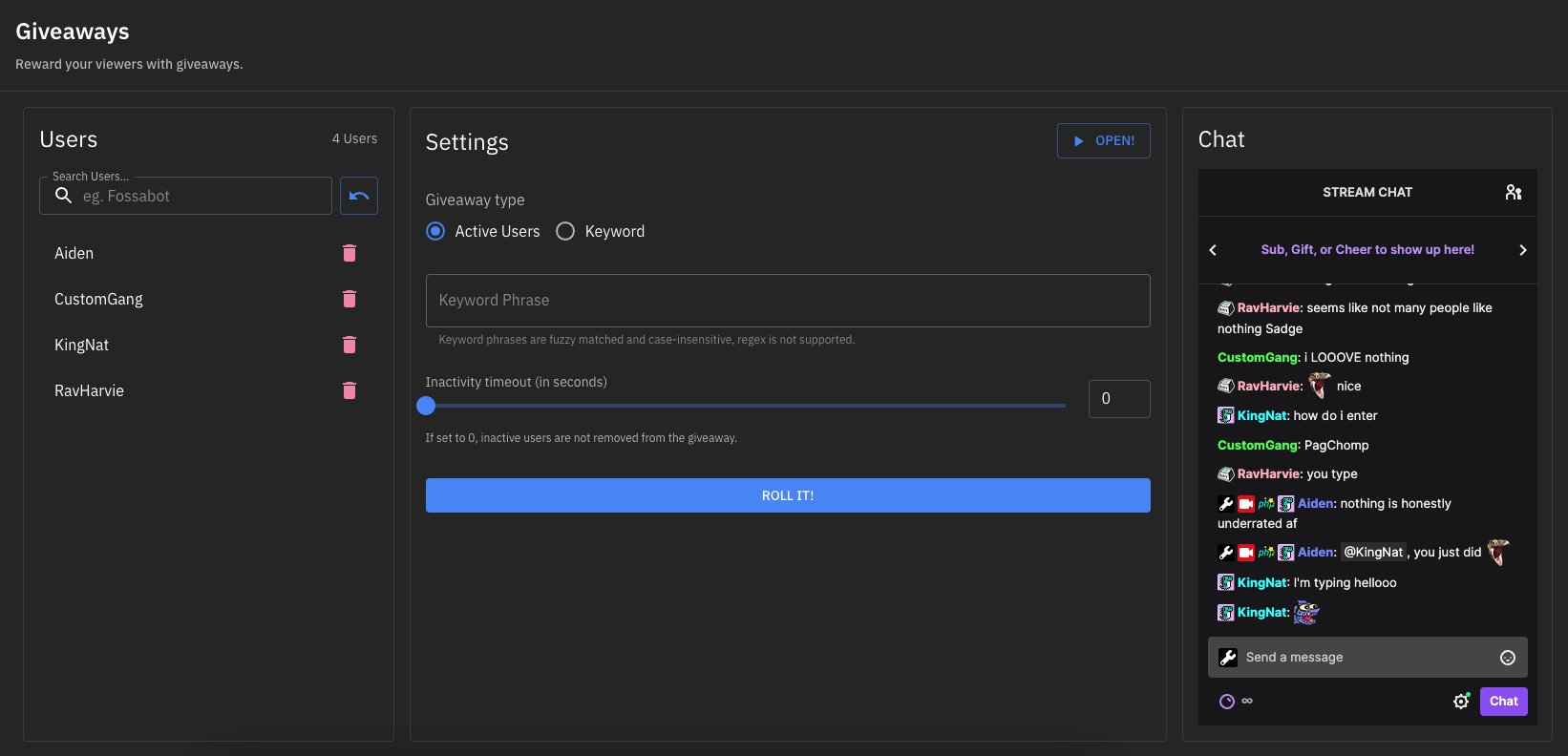 Giveaway Module - BotGhost Documentation