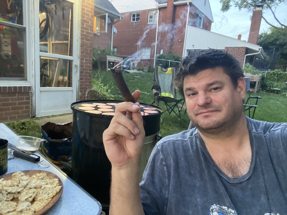 NeilTimmons's tweet photo. @BenjaminAhr @CutForTime Ben: I’m enjoying the last cigar of the whole <celebrate TGG back on tour> cigar store purchase on Father’s Day smoking salmon, mozzarella &amp; baloney. I wish you &amp; Adam this much joy in the future. (I assume Adam will be dad adjacent, if not dad himself!) https://t.co/L5GnCLN7tG