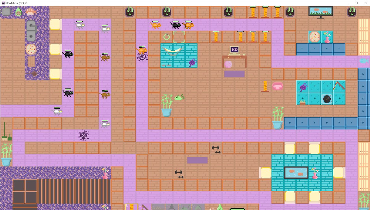 jchillystudios's tweet photo. Kitty Defense is a tower defense game where you defend your apartment against a horde of kittens. Place your defenses to distract the kittens to survive! #gamedev #indiedev #GodotEngine https://t.co/KmRwMlhWg6