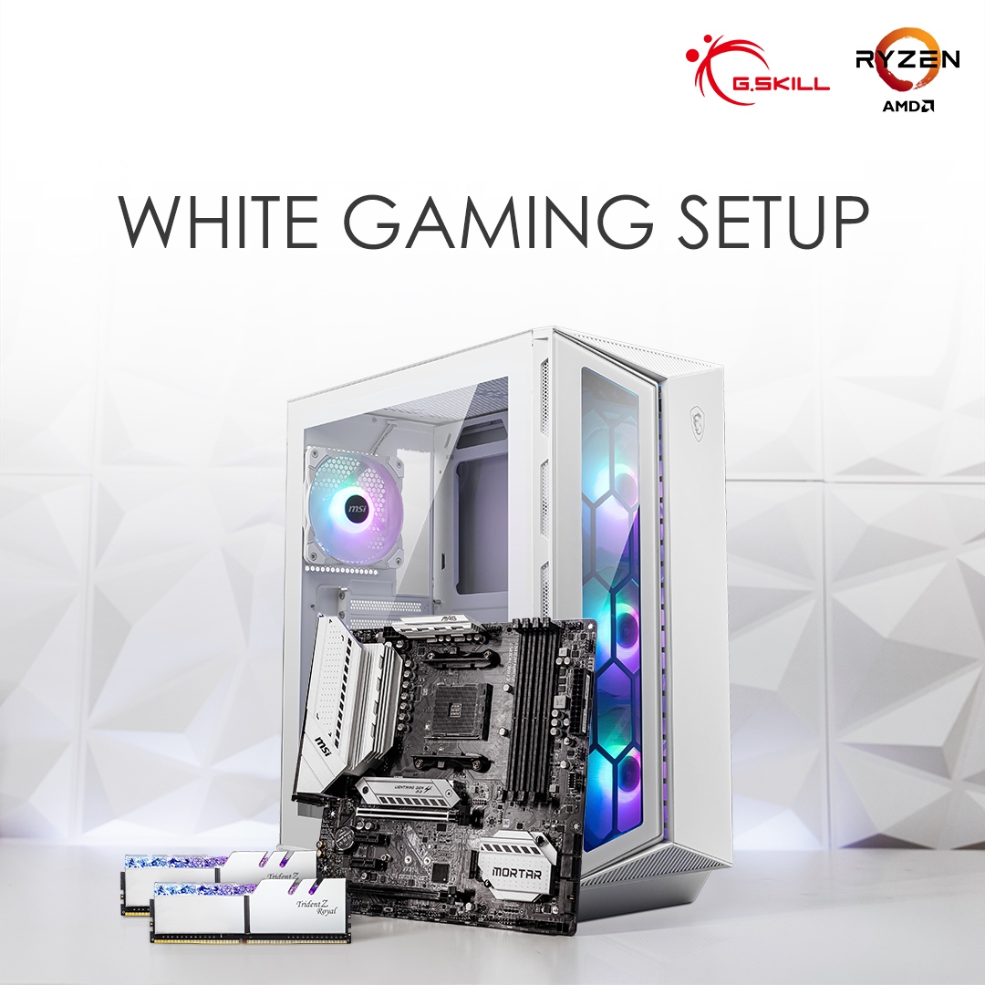 MSI Gaming on Twitter: "Look at these attractive white PC gears and do you want obsess with this white vibe? We @AMDryzen and @gskillgaming to create this stunning white