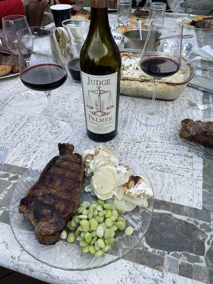 The jury has reached a decision and the <a href="/JudgePalmerWine/">Judge Palmer Wine Co</a> Ellis Alden Vineyard 2018 and 2013 Cabernet Sauvignons from Alexander Valley were a great pairing with my Father’s Day meal.  Can’t wait until next Tuesday when we visit the winemakers in person.
