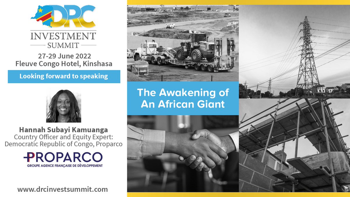 InvestDrc's tweet photo. We welcome @Hannah Kamuanga from @Proparco as a speaker at the DRC Investment Summit on 27-29 June 2022 in Kinshasa. #RDC #DIS22 #DRCInvest #IDS #AAC #proparco #DHLDelivers #AAII2022 #Africa #drcongo #rdcongo #financing
@afreximbank @DHLAfrica @africellrdc @USAIDAfrica https://t.co/BhWjCcOZLg