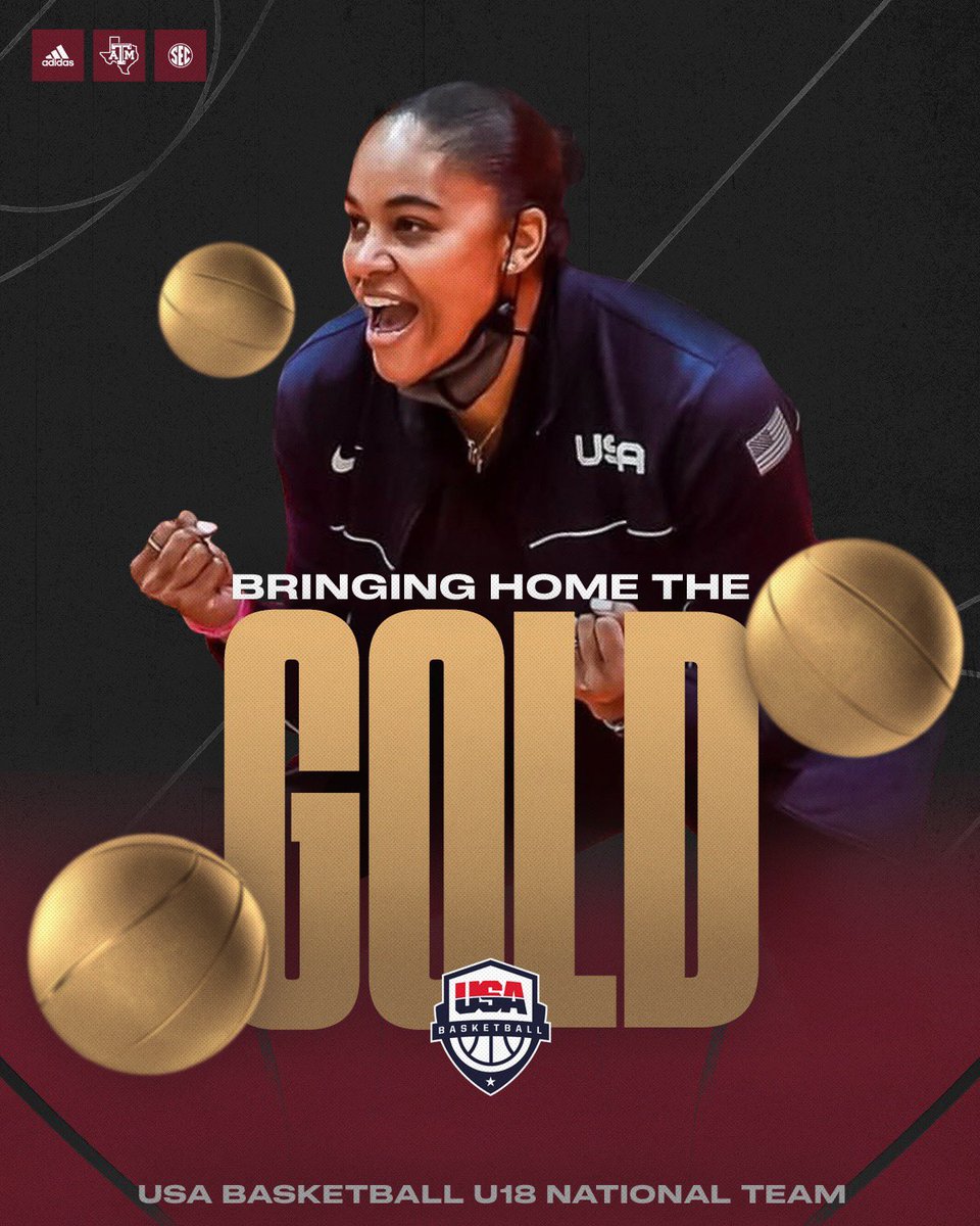 AggieWBB's tweet photo. GOLDEN 🥇

Coach is bringing a gold medal back to Aggieland and the USA 🇺🇸

#GigEm | @usabjnt https://t.co/R5dOdWScB2