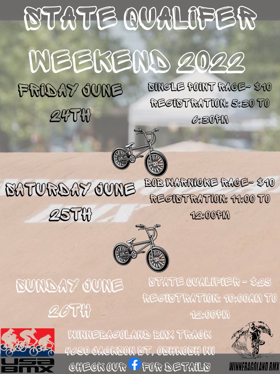 1st stop of the Wisconsin State Series happening this weekend at the track!!📍Here are the full details of the weekend below! <a href="/usabmx/">USA BMX</a>