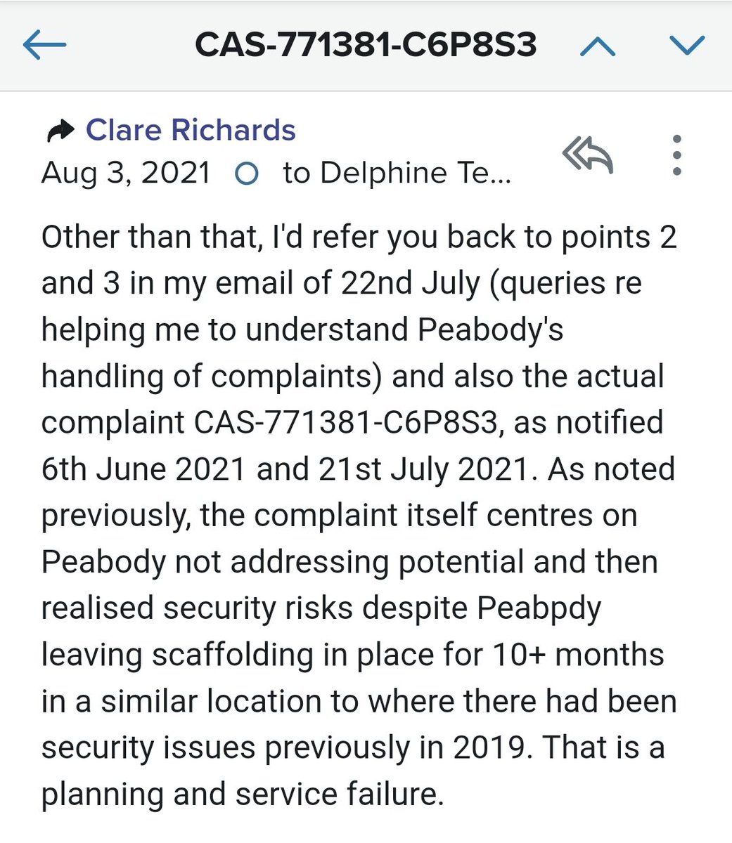 clickclackclare's tweet photo. @helloPeabody @PeabodyLDN It took 5 months to get a Stage 2 response from Peabody's complaints process: despite that the Neighbourhood Manager never followed thru. Requested roller barrier would cost *£250*, instead you did nothing. This is what your #TogetherWithTenants commitment looks like in practice. https://t.co/qQwNze8ckh