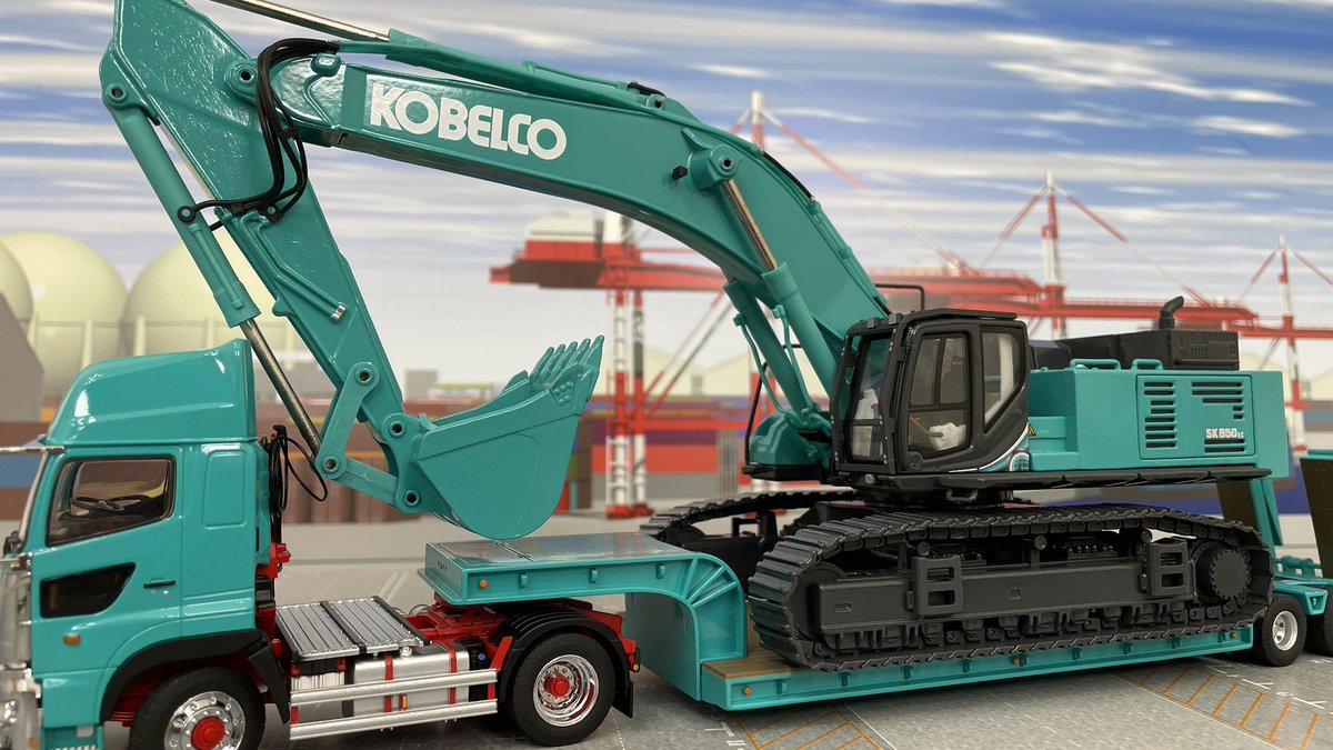 ケンクラフト日野コベルコカラーセット ケンクラフト 日野トレーラーセット コベルコ【メーカー直営】 ミニカー