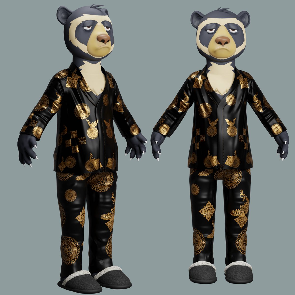 okay3dbears's tweet photo. OKAY, OKAY,... One more sneak peek and then we go back into stealth mode. Will these NFTs be PFPs or will they be fully rigged, animated, and Metaverse ready?

Our fellow Satoshi Multiverse frens @Satoshi_Apes will be the first to find out.

#OkayBears #NotOkayBears #SolanaSummer https://t.co/2jJRJVFd7D