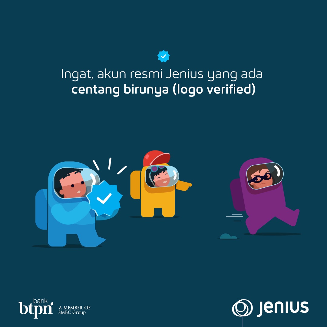 Jenius Help (@jeniushelp) on Twitter photo Pernah dihubungi oleh akun Twitter yang mirip dengan <a href="/jeniushelp/">Jenius Help</a> dan @jeniusconnect? Hati-hati ya, saat ini masih ada oknum yang menyerupai Jenius di media sosial.
Jangan lupa info ke Jenius kalau kamu nemuin akun impostor tersebut ya! Pernah dihubungi oleh akun Twitter yang mirip dengan <a href="/jeniushelp/">Jenius Help</a> dan @jeniusconnect? Hati-hati ya, saat ini masih ada oknum yang menyerupai Jenius di media sosial.
Jangan lupa info ke Jenius kalau kamu nemuin akun impostor tersebut ya!