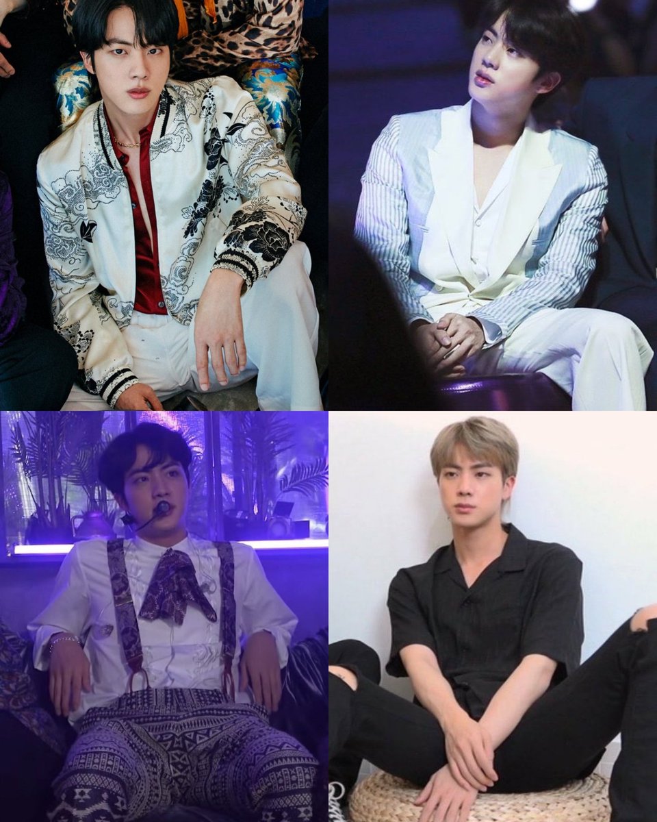 dailyskjnselca's tweet photo. Seokjin's the only man allowed to manspread #BTSJIN https://t.co/eKYbADE5ya