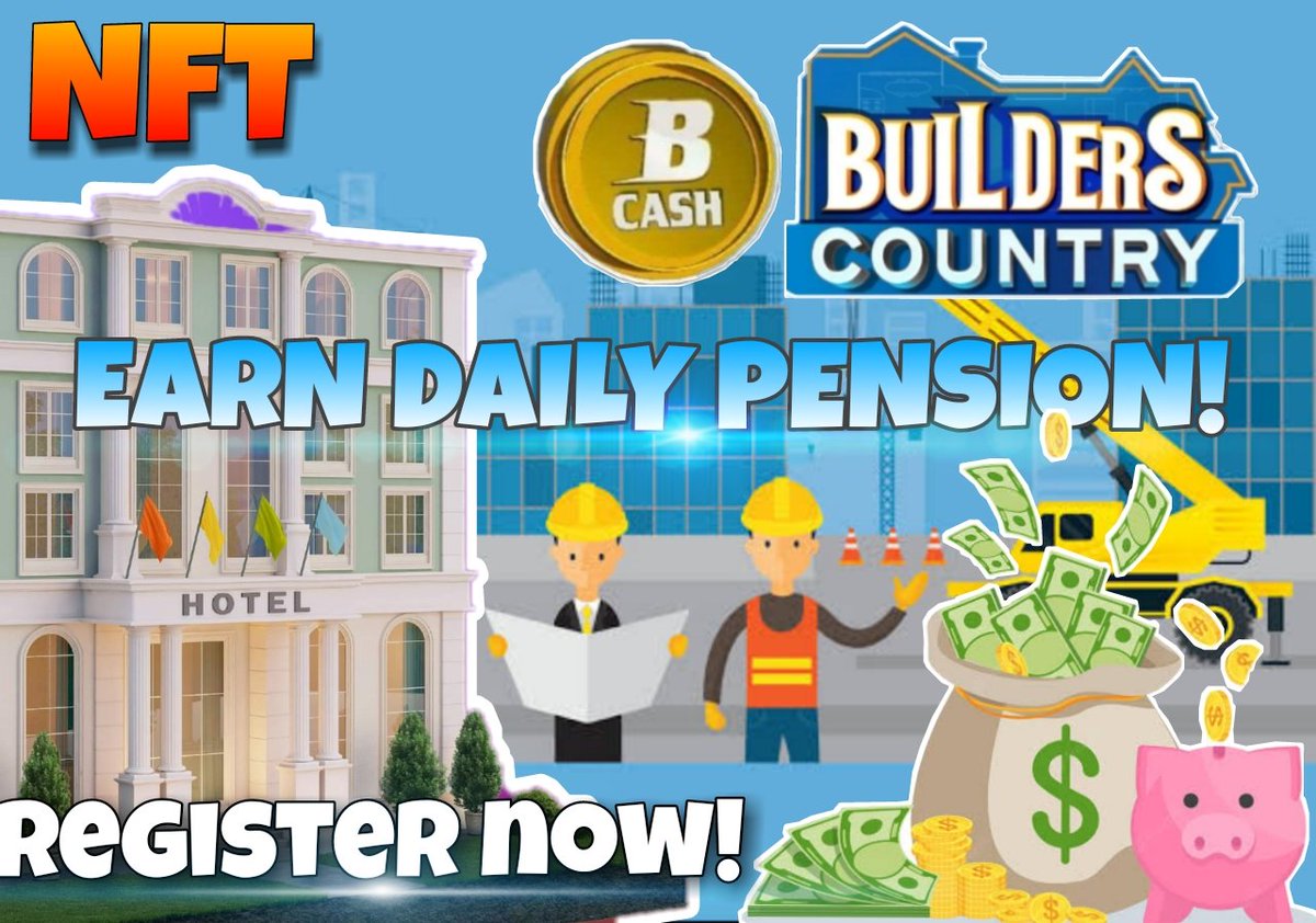 LET'S EARN DAILY PENSION TOGETHER!!

BUILDERS COUNTRY:
A new Build-to-Earn Citizenship NFT Game that lets you build, earn, and have FUN! 

REGISTER HERE! ⬇️
builderscountry.com/construct/root…

Website: builderscountry.com 
#bcash #bcountry #Build2Earn