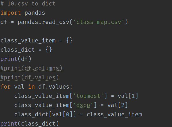 qjliuhelen's tweet photo. How to convert CSV files to Dict using python？
CSV is a standard file type used in network automation as it the more precise and straightforward.  Here is an example of using pandas to complete~🐶🐶🐶 https://t.co/JGI0eblCg2