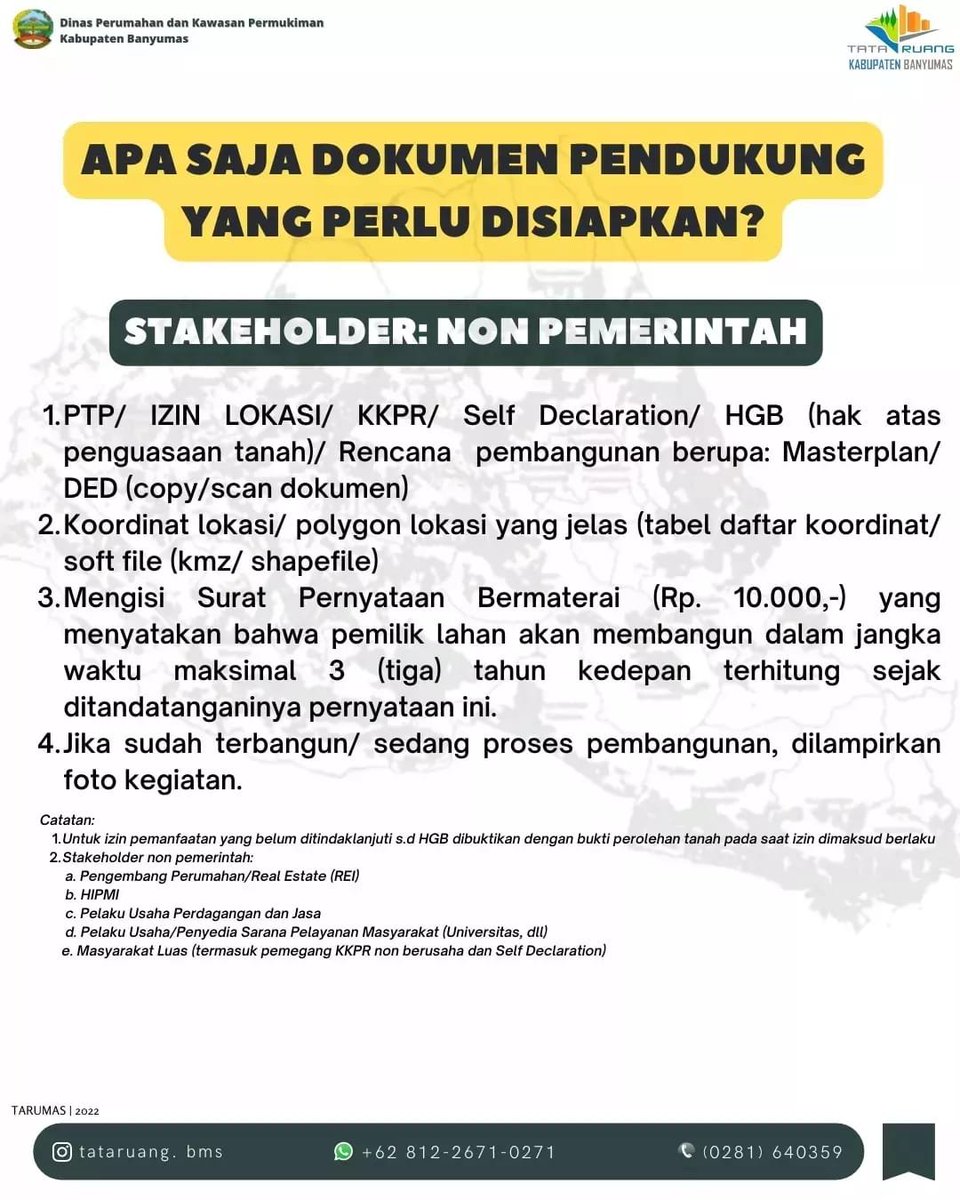 Pengumuman , bagi warga kabupaten Banyumas atau semua pihak yg punya lahan/tanah di kabupaten Banyumas , khususnya pemilik lahan di kawasan perkotaan Kabupaten Banyumas , diharapkan melaporkan ke Dinas Perkim Jl Gerilya Tajung no 5 Purwokerto #thread