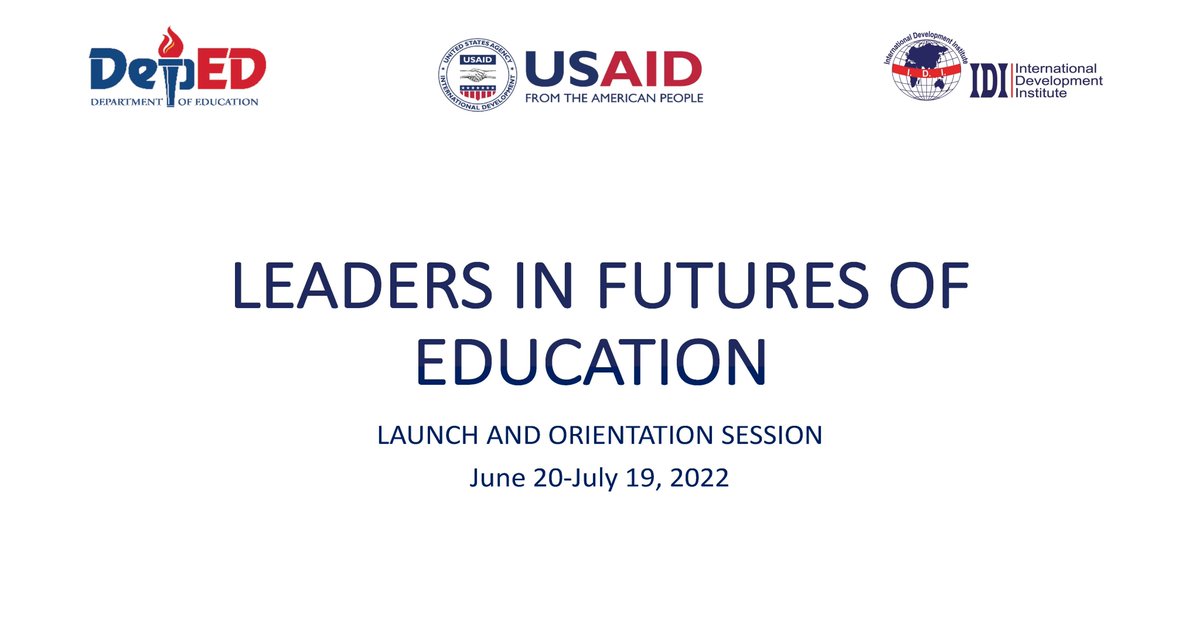idiinstitute's tweet photo. Opening session of five weeks long training on Learners in Future of Education (LIFE) with a cohort of 50 educators, and policy makers from the Department of Education (Philippines) inaugurated with opening remarks by Mr. Usec Nepomuceno Malaluan, Chief of Staff, Dept of Edn. https://t.co/DcW7vLkS4K