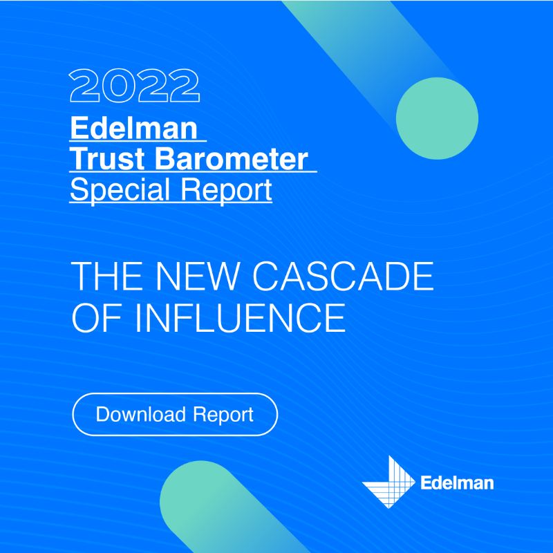 EdelmanPR's tweet photo. Our newest #TrustBarometer, The New Cascade of Influence, shows that there is an intense urgency for action. The study explores the power that Gen Z wields over every other generation and how this influence changes the way brands and business must operate. Explore the findings.