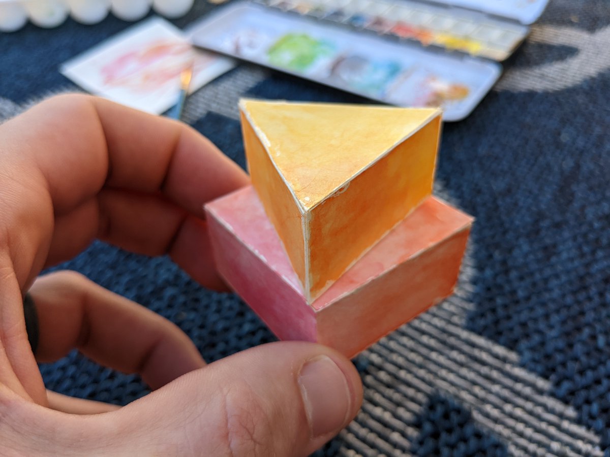 eweinhoffer's tweet photo. (25 of 52) Fragile Fragments. Shapes built from watercolor paper that I cut and glued together. Between layers of watercolor paint, I tried adding some texture by using the backside of an x-acto blade to carve shallow grooves.
#watercolorpainting #papercutting #artweekly https://t.co/PTZf8n194Z