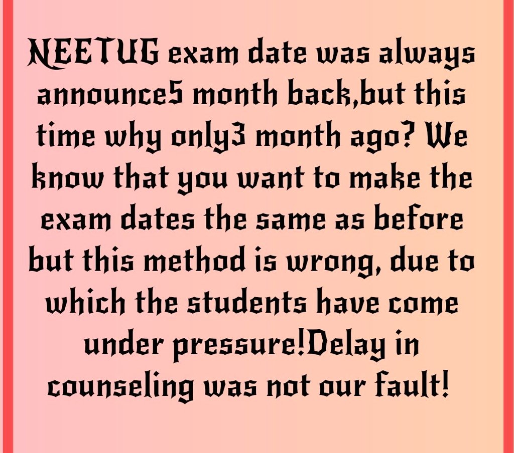 AyushiTripati's tweet photo. @anubha1812 #JUSTICEforNEETUG 
Anubha mam this is to request you to plea in supreme court regarding posponement of neet ug so that the hov should listen the voice of 19 lakh students.🙏🏻  @postpone_neetug @PMOIndia @narendramodi @SupremeCourtIND https://t.co/HlCWvQ1s8k