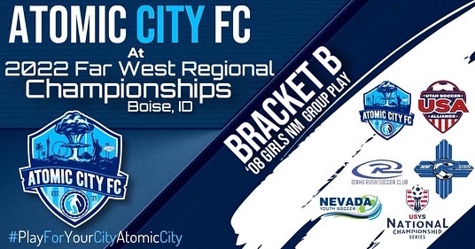 AtomicCityFC's tweet image. Atomic City FC ‘08 NM is officially checked-in for the 2022 USYS Far West Regional Championships. Kickoff is set for a 3:30pm Mountain Time Zone tomorrow on field #16 at Simplot Sports Complex in Boise, ID against the New Mexico State Champs, New Mexico Rush. #NVStateChamps