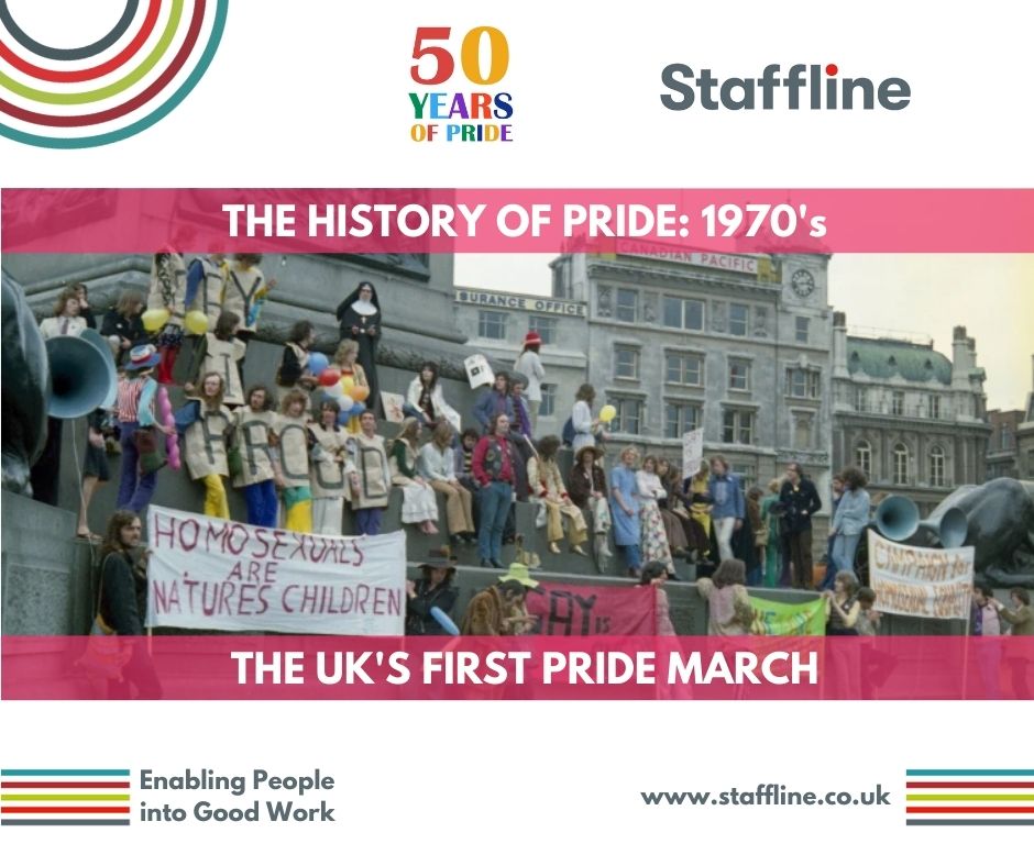 Over the next five days, we'll be revisiting key #Pride milestones across the last five decades as part of #PrideMonth2022!

In 1972, the Gay Liberation Front organised the UK’s first Gay Pride march in London. 

This memorable event marked the beginning of Pride in the UK!