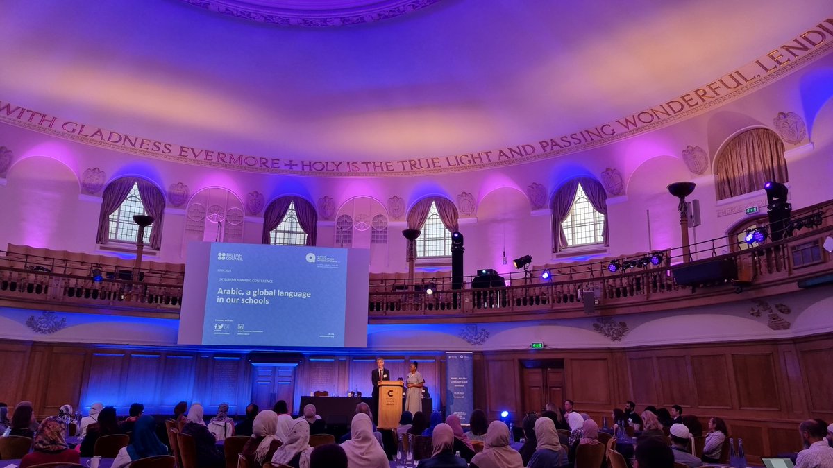 Doylech's tweet image. Uplifting to be at the @BritishCouncil @QFIntl conference on teaching Arabic at British schools. So important to see more Arabic at our schools, a language spoken by over 500 million people.