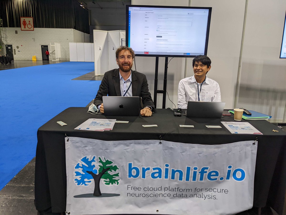 Come meet us at #OHBM22 we are here at the <a href="/BrainLifeio/">brainlife.io</a> desk! <a href="/soichih/">Soichi Hayashi</a> 
🖥️🖥️🖥️🖥️🖥️🖥️📱📱📱📱📱📱

<a href="/sandrahanekamp/">Sandra Hanekamp</a> <a href="/anibalsolon/">Anibal Sólon</a> @bacaronUT <a href="/GiuliaBert1/">Giulia Bertò</a> <a href="/OhbmOpen/">OHBM Open Science Special Interest Group (OS-SIG)</a> <a href="/UTPsychology/">UT Psychology</a> <a href="/Paolopost/">Paolopost</a> <a href="/cimec_unitrento/">CIMeC UniTrento</a> <a href="/BIDSstandard/">BIDS-standard</a> <a href="/Lestropie/">Rob Smith</a> <a href="/peerherholz/">Peer Herholz - @peerherholz@mastodon.online</a>

<a href="/KavliFoundation/">The Kavli Foundation</a> <a href="/NIHFunding/">NIH Funding</a> <a href="/NSF/">U.S. National Science Foundation</a>