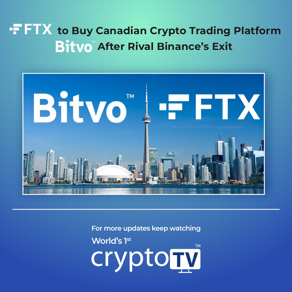 reallive3tv's tweet photo. FTX to Buy Canadian Crypto Trading Platform Bitvo After Rival Binance’s Exit
.
.
Get live update's on Crypto related News 👇
📱Download @realcryptowire App: https://t.co/EIOGChSwXO
🏷️ #Cryptotv #cryptowire #FTX #Bitvo #canada #cryptoexchange #LatestNews https://t.co/HFOrWtuNVv