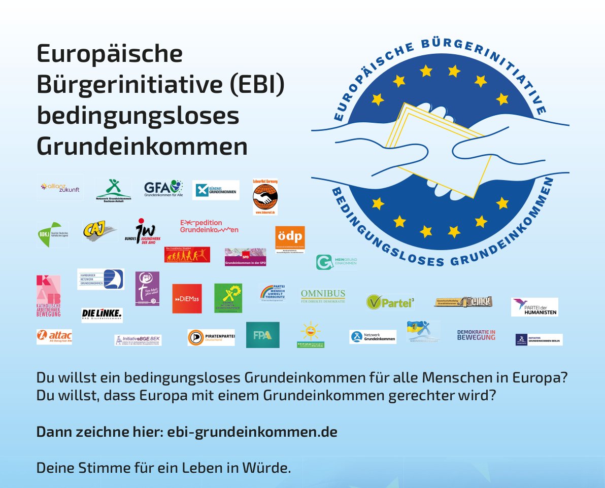 stefanziller's tweet photo. Liebe Freundinnen und Freunde des Grundeinkommens,
die Europäische Bürgerinitiative #Grundeinkommen endet in 5 Tagen. Bis dahin benötigen wir für Deutschland noch 2.500 Unterzeichnungen. Dann wäre das Mindestquorum erfüllt. #ebibge
Hier unterschreiben: https://t.co/nhhz3VXJvq. https://t.co/Iezf1XY4ZB