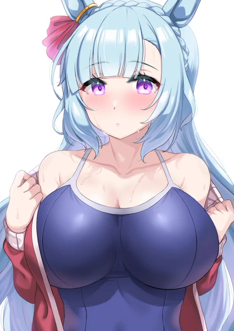前描いたアルダンさんのスク水にあのラインを足してみました😌✍️ #ウマ娘 