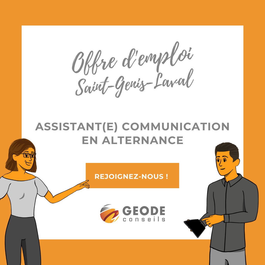 GeodeConseils's tweet photo. [OFFRE D'ALTERNANCE– SAINT-GENIS-LAVAL]

En raison du développement du cabinet et afin de compléter notre équipe, nous recherchons un(e) Assistant(e) communication/marketing en alternance  pour notre site de SAINT-GENIS-LAVAL.

Pour en savoir plus 👉 https://t.co/msgsUgqTou https://t.co/BdsrFtXQq5