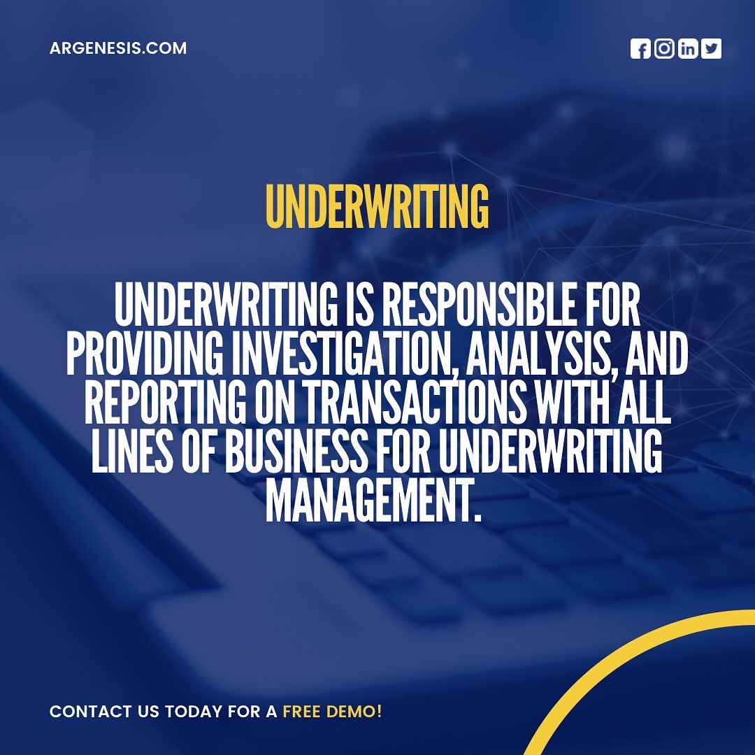ARGenesis8's tweet photo. Underwriting is responsible for providing investigation, analysis, and reporting on transactions with all lines of business for underwriting management. https://t.co/O2IsY8vPgV