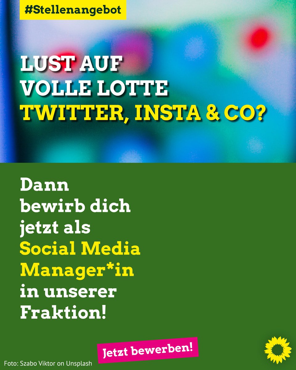 GrueneLTBB's tweet image. Gesucht: Social Media Manager*in.

Alle Infos gibts hier: gruene-fraktion-brandenburg.de/ueber-uns/stel… #Stellenangebot #Jobs #Potsdam