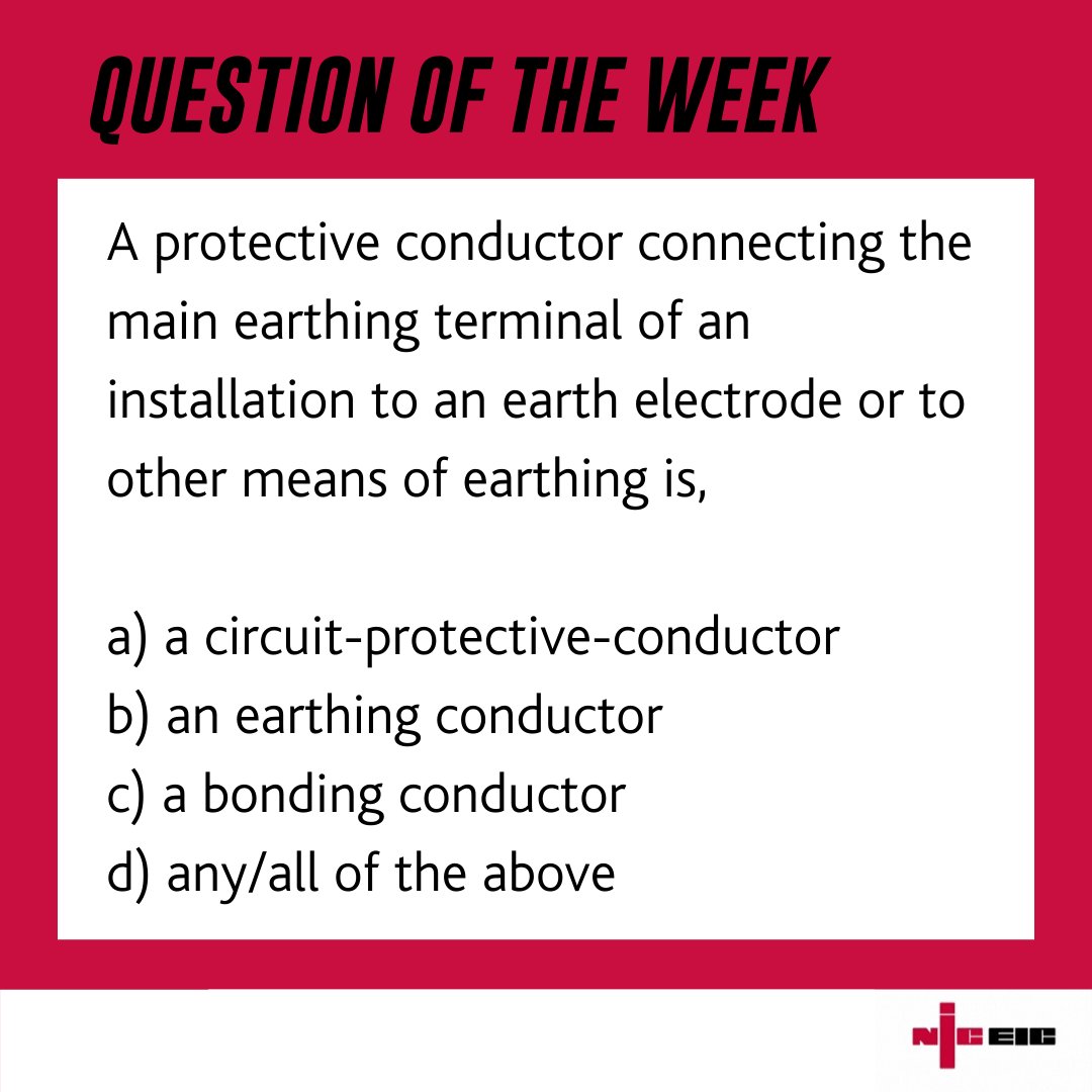 Can you tackle our question of the week?

We will be discussing the answer in tonight's Livestream Technical Q&amp;A session streaming to our LinkedIn, Facebook and YouTube

Come along for a chance to get your technical questions answered by the best in the business. #NICEIC