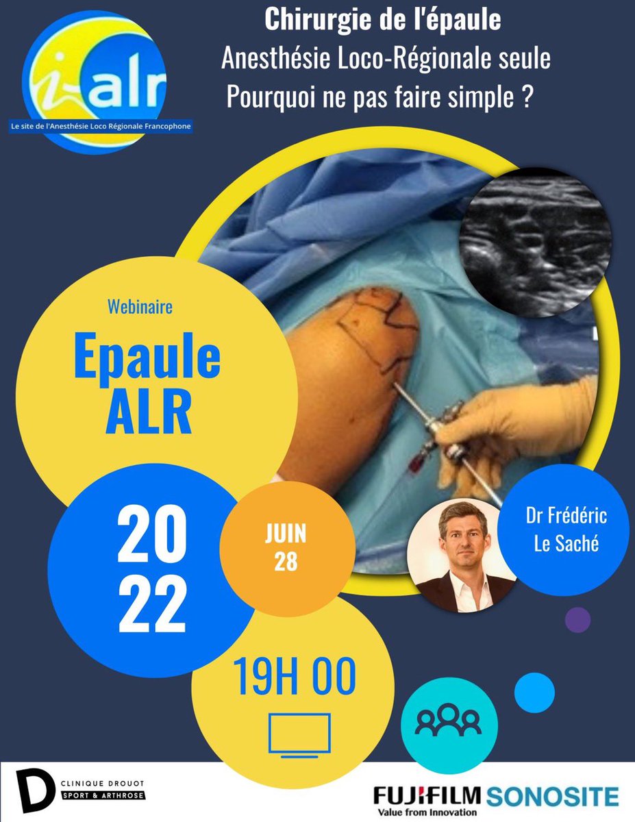 🎉 Le Dr @fredericleSache participera au webinaire i-ALR sur la chirurgie de l'épaule sous ALR seule : pourquoi ne pas faire simple ? 🗓 Mardi 28 juin 2022 🕓 de 19h00 à 20h00 🖥 Inscriptions gratuites ⬇️ ( déjà 400 inscrits ! ) lnkd.in/eE4yaB3B