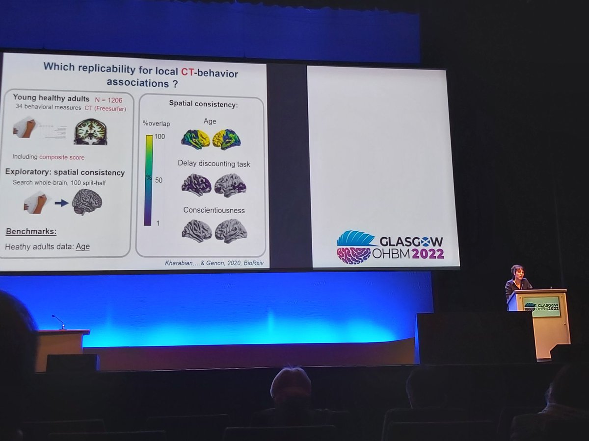 What a start into the day: 

Amazing keynote <a href="/OHBM/">OHBM</a> by Sarah Genon covering her impressive work <a href="/fz_juelich/">Forschungszentrum Jülich | @fzj@social.fz-juelich</a> &amp; <a href="/HHU_de/">Heinrich-Heine-Universität Düsseldorf</a> on brain-behavior relations, issues of replicability, predictive modeling and bias.

Great point in Q&amp;A: has the focus on HCP data misled the field?

 #OHBM2022
