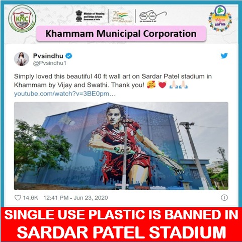 MC_Khammam's tweet photo. Dear Citizens of KHAMMAM.
Please do not carry Single Use Plastic materials to any 
public places. All Public places are free from plastic and SUP is banned in KHAMMAM. Please carry a cloth.
#khamman #OnlyOneEarth
#swachhsurvekshan2023khammam  #garbagefreecity
#SaynotoPlastic https://t.co/p1W3aPZ5n3