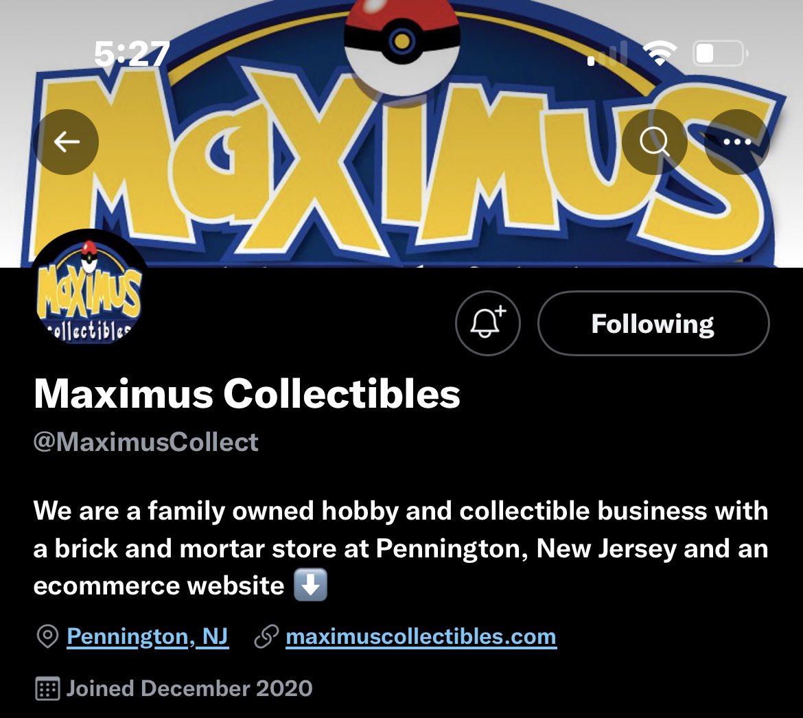 Go follow <a href="/MaximusCollect/">Maximus Collectibles</a> 

Visit our website!
-card games
-sports
-pre-orders
-sell bulk
+much more
maximuscollectibles.com

FB > facebook.com/MaximusCollect…

If your in the area, stop by the shop!