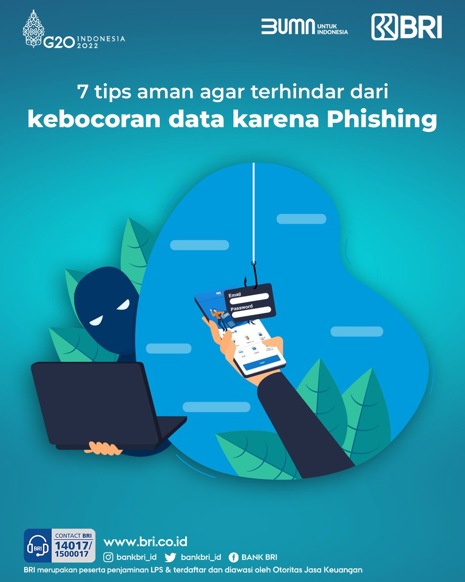 kontakBRI's tweet photo. Sobat BRI. Waspada jika menerima Link oleh pengirim yang tidak dikenal. Pastikan hanya unduh aplikasi melalui sumber yang tepercaya. Agar terhindar dari kebocoran data karena Phishing, yuk simak 7 tips aman berikut ini. Sehat dan sukses selalu ya

#BRIEdukasi https://t.co/9Y4B0V7dml