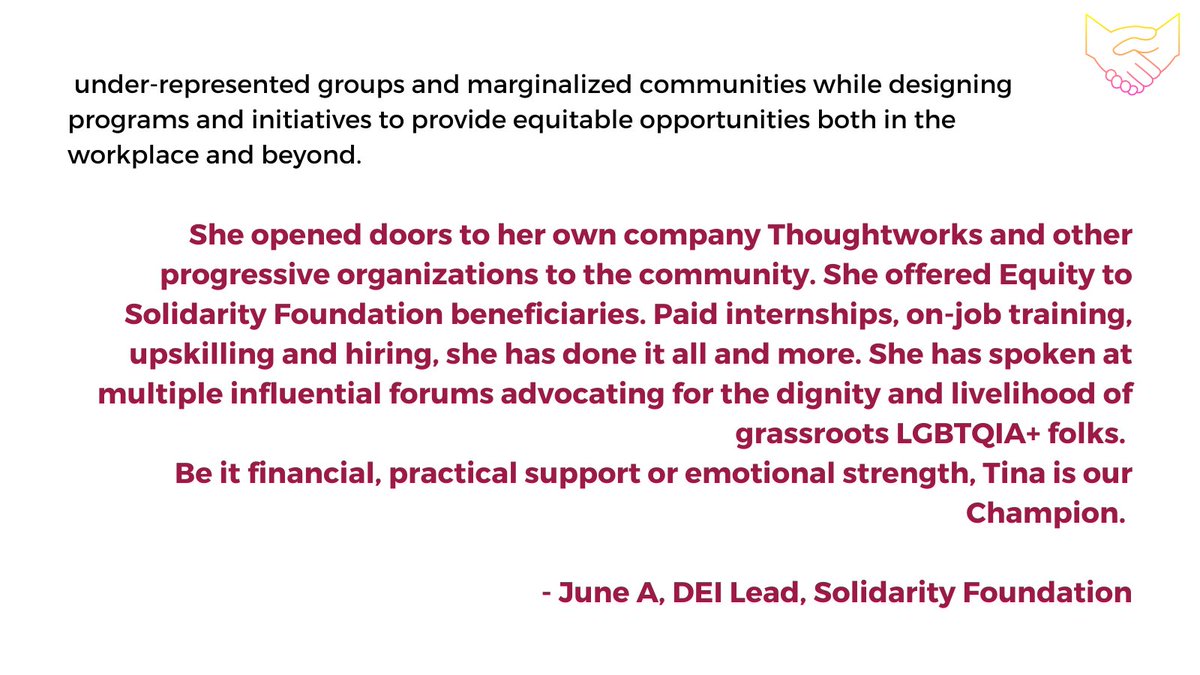 SolidarityFound's tweet photo. Our SF champion Tina is a tower of strength and has extended her support by donating the honorarium she received from an event. We thank you for this kind gesture and hope that this #pridemonth more of our peers take up more of such best practices. #pride #lgbtqia #LGBT https://t.co/WcQsB0nn5p