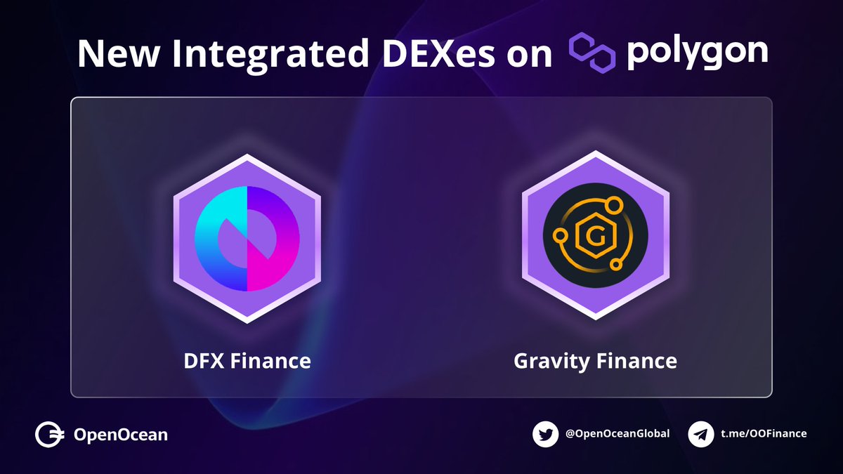 De1_ai's tweet photo. 😊Let's give a warm welcome to 2 new liquidity sources onboard #OpenOcean on @0xPolygon network!

@DFXFinance 
@Gravity_Finance 

🥳Try now on @ https://t.co/KJvvP1M1SO to get the best swap return.

#DEXaggregator https://t.co/WweW6Cmevh