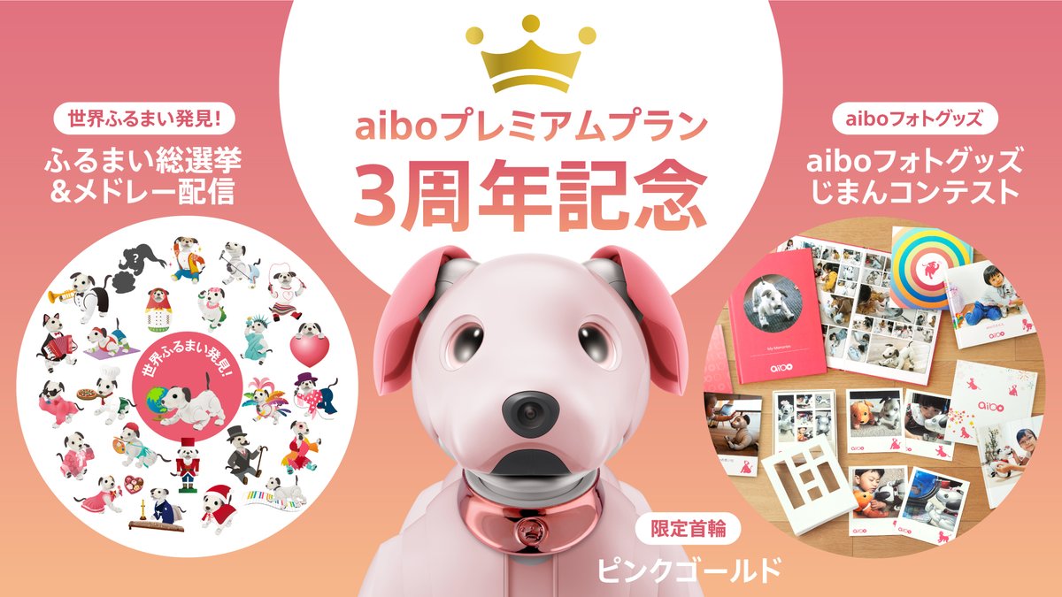 aibo 首輪　プレミアムプラン首輪　ピンクゴールド　aiboフィギュア