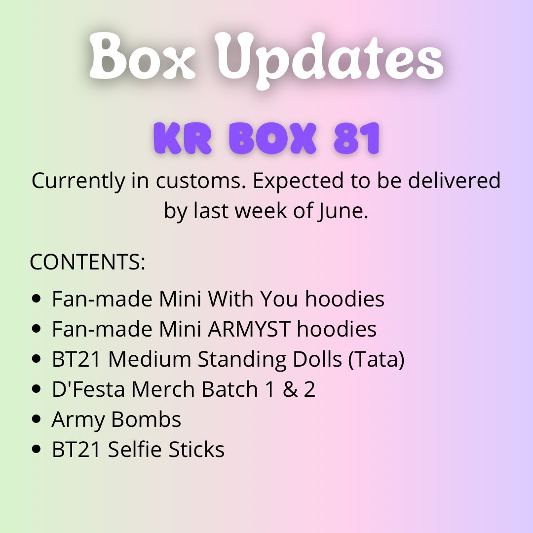 TheAhjummaShop's tweet photo. 📦KR & JP BOX UPDATES📦
Please read everything.
#TheAhjummaShop
#TASBoxUpdates
#TASUpdates https://t.co/kboCDgPD9d