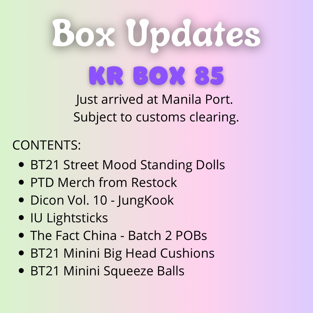 TheAhjummaShop's tweet photo. 📦KR & JP BOX UPDATES📦
Please read everything.
#TheAhjummaShop
#TASBoxUpdates
#TASUpdates https://t.co/kboCDgPD9d