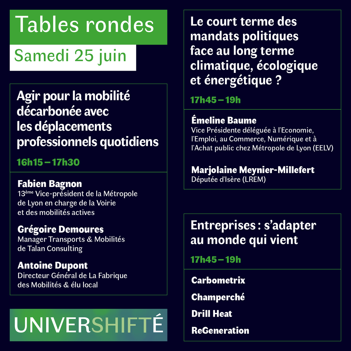 Les_shifters's tweet photo. Univershifté 2022 

🧐 Les Shifters vous proposent plusieurs conférences et tables rondes. 

🎫 Rendez-vous le 25 et 26 juin sur le campus de la Doua, à Villeurbanne pour venir écouter nos intervenants de hauts niveaux ! 

🌲Vos places sur : https://t.co/OSGznIEfh8 https://t.co/jHyiFj3LaQ
