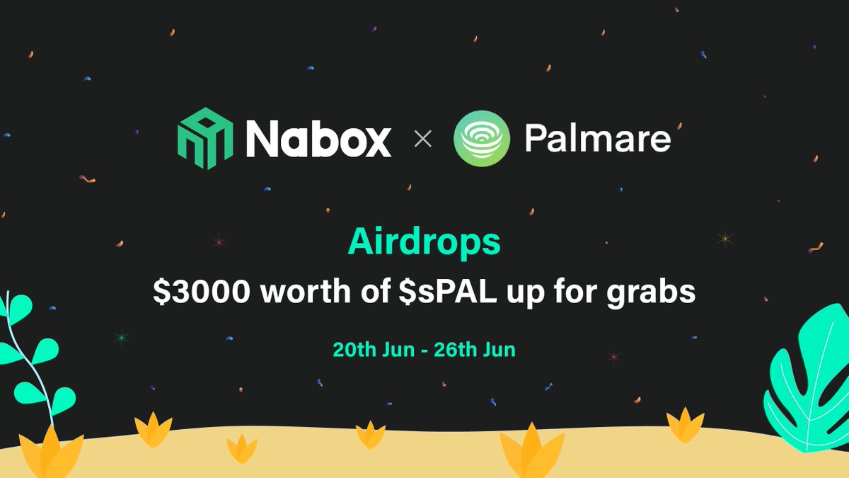 naboxwallet's tweet photo. 🪂Airdrop for Naboxers with Palmare

💰3000 worth of $sPAL 
⏰20th - 26th Jun

✍️https://t.co/e4yVfbLC9e
1⃣️Rt,💚,@ 3
2⃣️Follow @naboxwallet &amp; @PalmareOfficial 
3⃣️Join https://t.co/tJdvkX8DQd &amp; https://t.co/D6RbUdljKh
4⃣️Join https://t.co/5d9g4m8The &amp; https://t.co/H1lCvQSeM9 https://t.co/IMGU1hZEPs