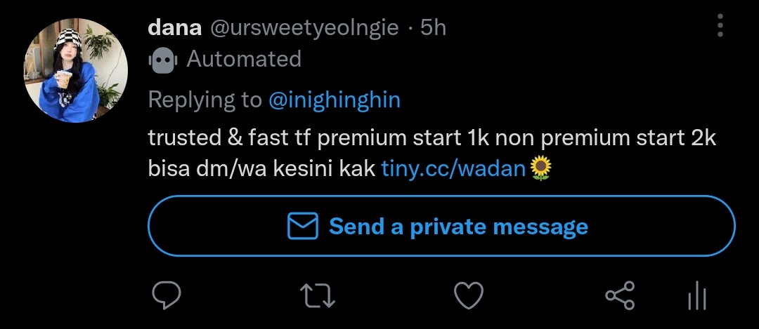 Tutorial membuat tombol DM
Supaya memudahkan cust untuk mengetuk DM kita🌻
