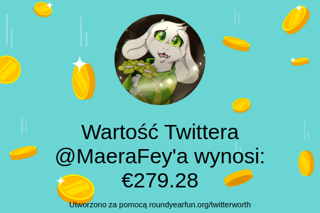 MaeraFey's tweet photo. Moja wartość na Twitterze to: €279.28

znajdź swój z https://t.co/gRlvBIoquR

⠀ https://t.co/sGDCSVvSZ5