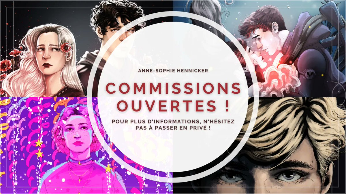 AHennicker's tweet image. ✨ [COMMISSIONS OUVERTES] ✨

Envie d&apos;une illustration de vos personnages ? D&apos;une couverture pour votre roman ? D&apos;un marque-page, d&apos;une carte, ou autre chose ? Je suis là !

Si vous souhaitez avoir plus d&apos;informations, n&apos;hésitez pas à me contacter !

(RT appréciés 🖤)