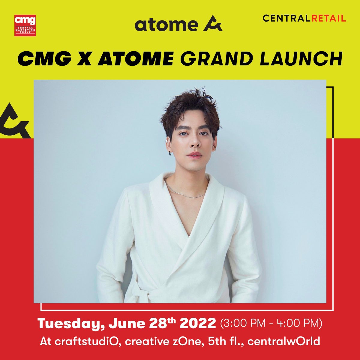 JaneanGroup's tweet photo. เตรียมาเจอกันมาฟินกับบรรยากาศอีเว้นท์ CMG X ATOME Grand Launch ของคู่เต้ตี๋ @tae_darvid @Tee_Jaruji 
Date : 28 June 22
Time : 15:00 - 16:00 PM
Venue : studiOcraft ชั้น5 CentralwOrld 
#CMGxATOMExTAETEE https://t.co/PqgHVyYaTQ