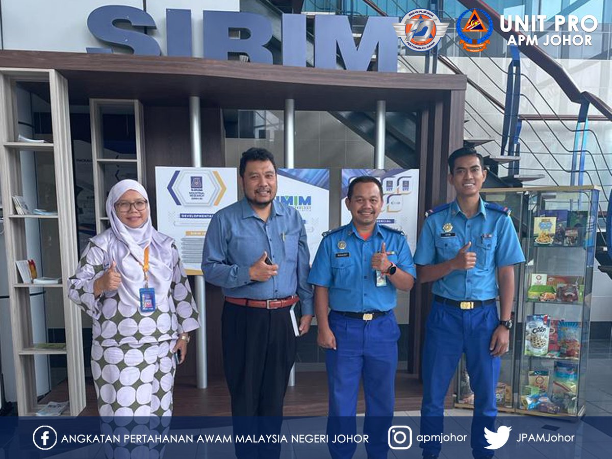 APMJohor_'s tweet photo. APM JOHOR - SIRIM

20 JUN 2022 - PEMBENTANGAN PROJEK INOVASI APM NEGERI JOHOR DAN PERBINCANGAN PENGLIBATAN SIRIM NEGERI JOHOR SEBAGAI ANGGOTA CIVIL DEFENCE EMERGENCY RESPONSE TEAM (CDERT) https://t.co/Qdjxirs64s